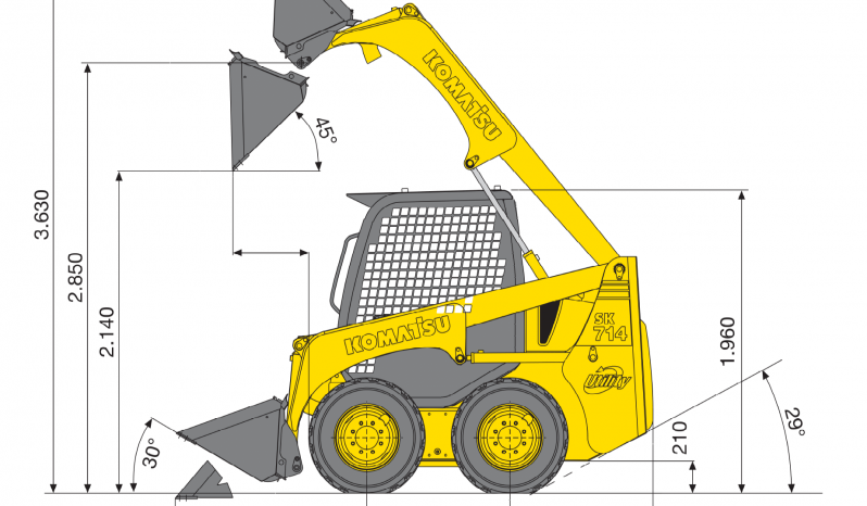 Mini chargeuse KOMATSU SK 714 complet